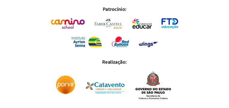 Régua de logos da exposição Encontro com o Porvir