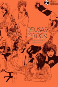 Ilustrações de mulheres roqueiras em fundo laranja